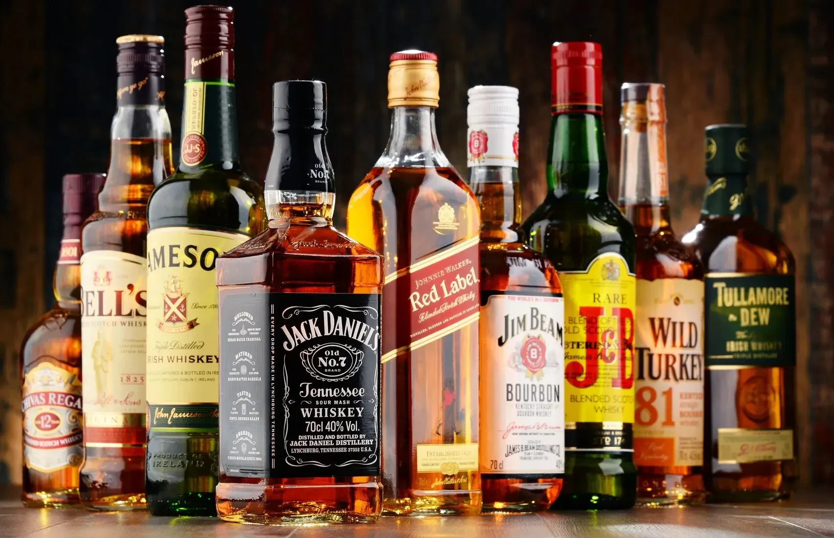 Assortment of colorful beverages